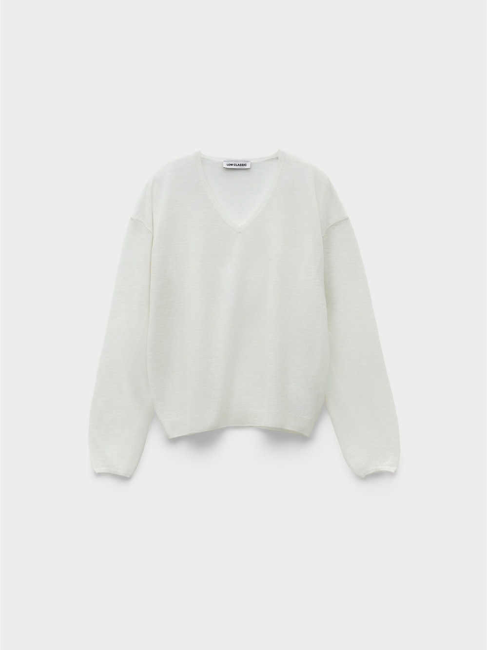【LOW CLASSIC】 26SS SEE-THROUGH V-NECK KNIT PULLOVER : WHITE