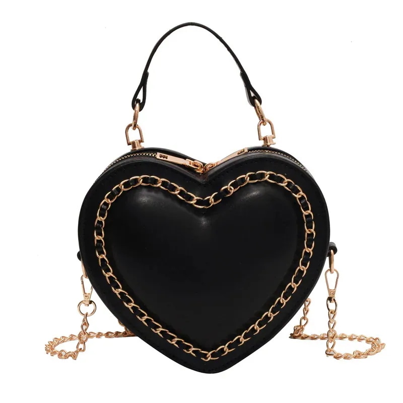 手提げバッグ2Wayバックミニショルダーバッグ チェーン可愛いハートスマホポーチ化粧ポーチ