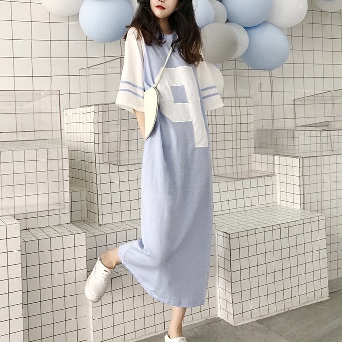 3色 ワンピース 半袖 春 夏 きれいめ カジュアル かわいい ロング シャツワンピース ロング ロング丈 9分丈 アンクル丈 7分丈 五分袖 ラグラン Uネック ラウンドネック クルーネック スリム
