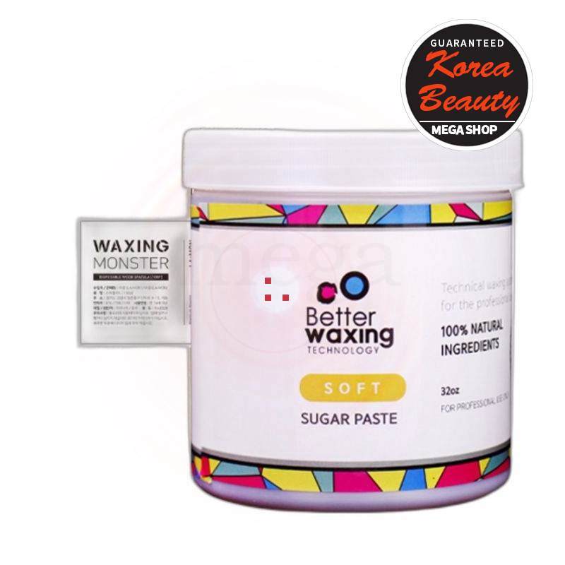 ベラルワックスフェイス専用シュガーリングソフトワックス950g + ワックスモンスタースパチュラL 100個入り