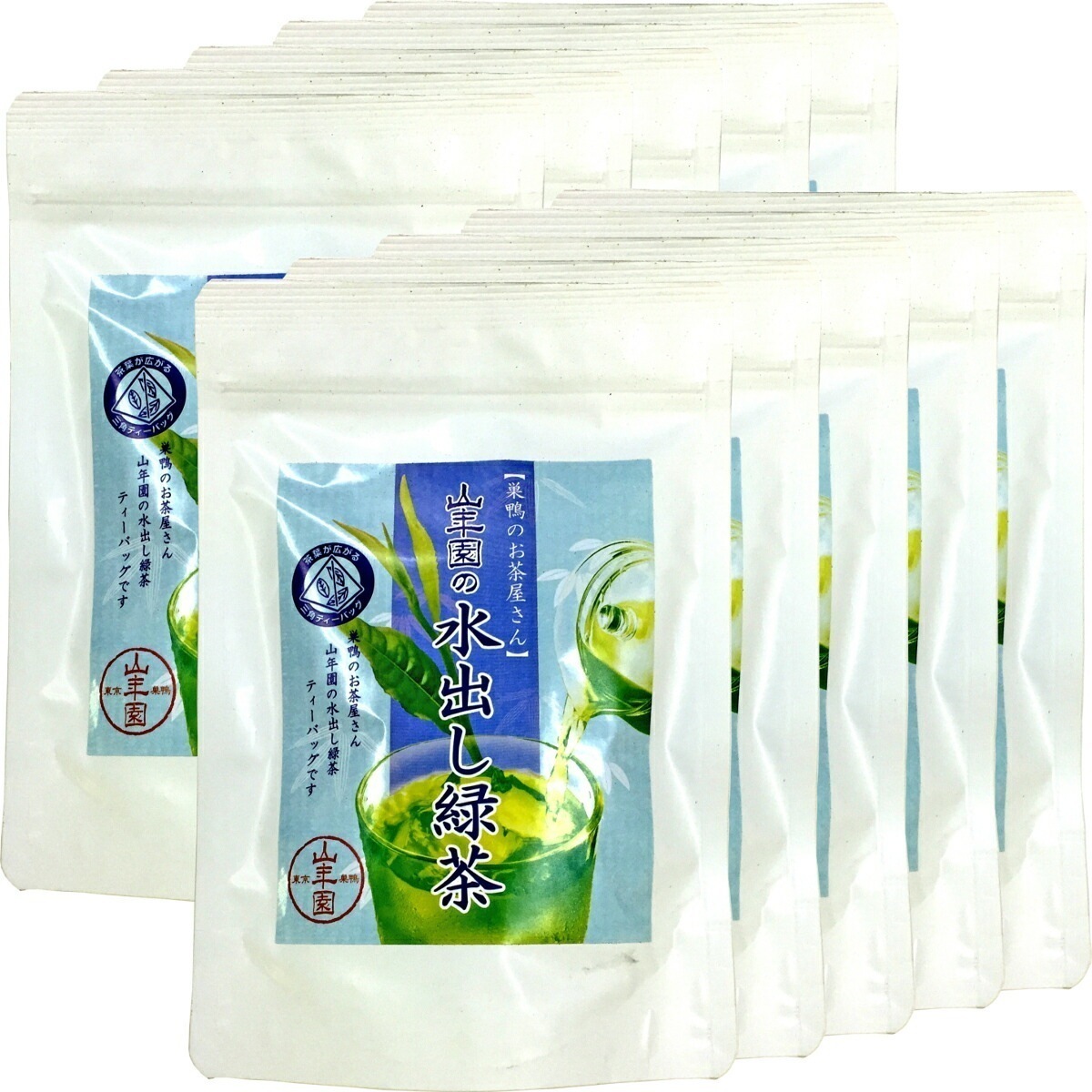 国産100% 巣鴨のお茶屋さん山年園の水出し緑茶(抹茶入り) ティーパック 10g15パック10袋セット 日本茶 ティーバッグ Japanese Green Tea 国産 Matcha 煎茶 ギフ