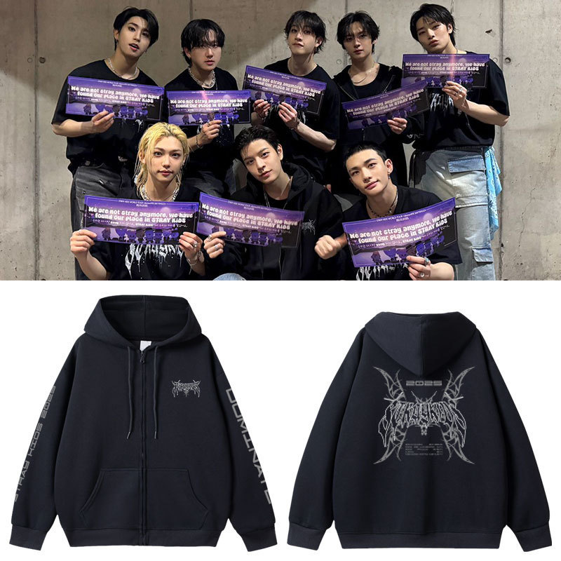 Stray Kids 2025 ワールドツアー dominATE 北米・日本公演 グッズジップアップパーカー スキズ 応援服 ユニセックス 中文意思
