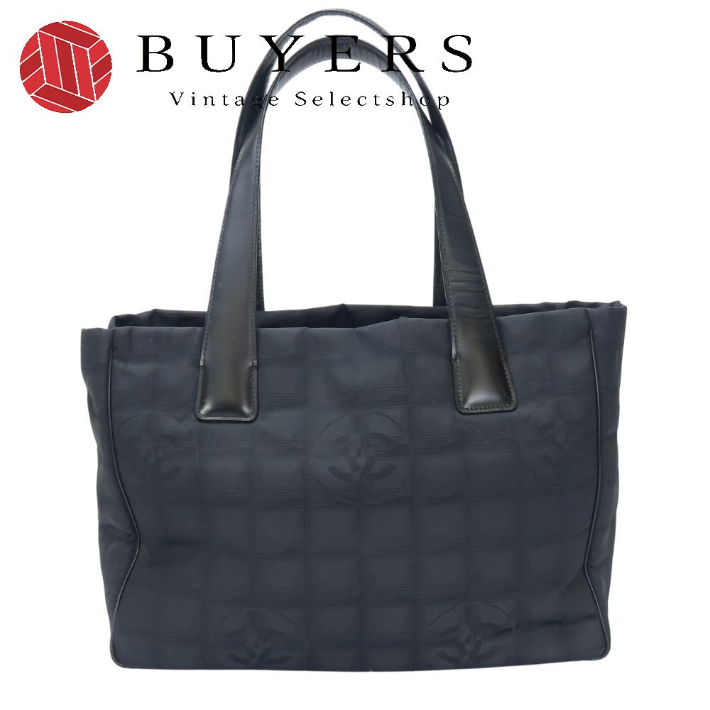 中古 トートバッグ ニュートラベルライン ココマーク ジャガードナイロン レザー ブラック ゴールド金具 8番台 軽量 普段使い レディース 女性