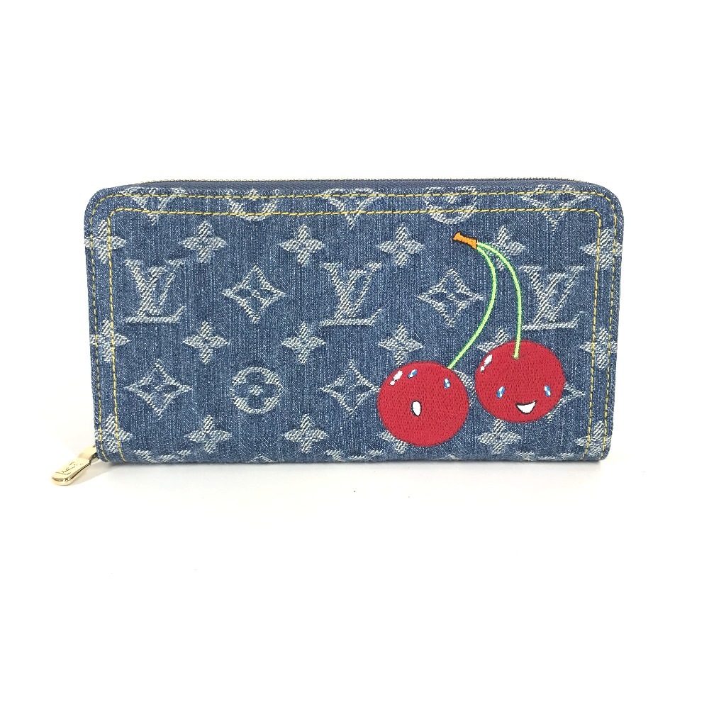 長財布 M23161 LV × TM ジッピー・ウォレット 村上隆コラボ モノグラムデニム ロングウォレット ラウンドファスナー デニム ブルー