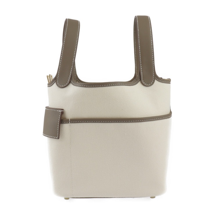 新品未使用展示品 HERMES エルメス ハンドバッグ H083189CC ピコタンロックPM カーゴ ポケット ヴォースイフト トワルゴエラン エクリュ エトゥープ ゴールド金具 トートバッグ W 337,320円