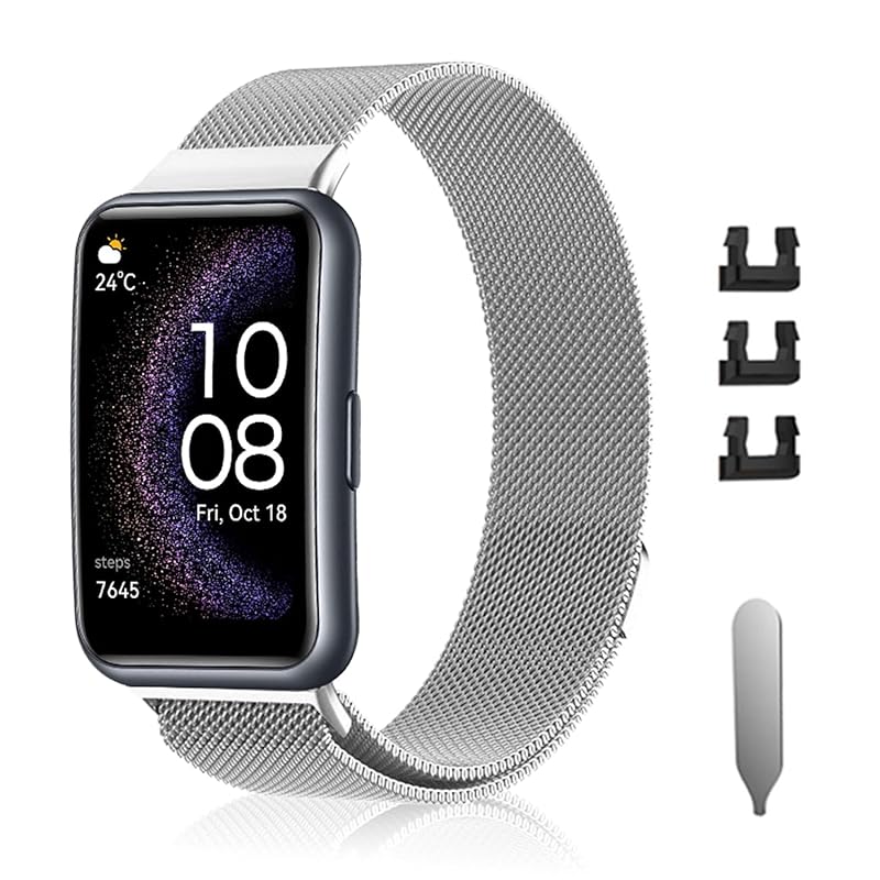 [AiMaoo] バンド Huawei Watch Fit/Huawei Watch Fit Special Edition 対応 交換バンド ステンレス鋼 磁気付き スポーツバンド マグネット式 お