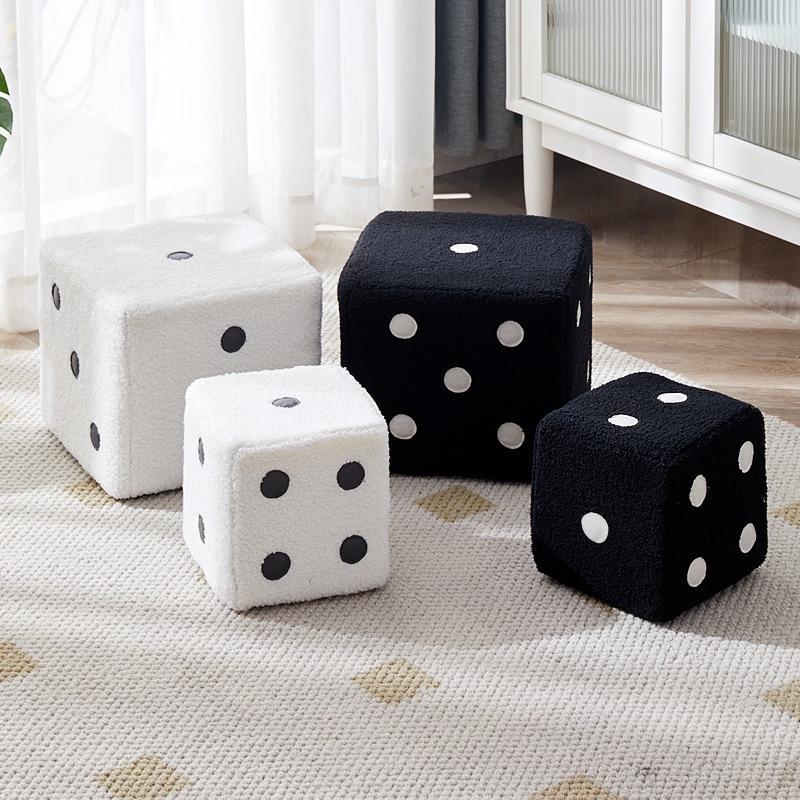 スツール サイコロ型 椅子 オットマン おしゃれ かわいい フットレストスツール ダイススツール シートチェア 化粧スツール ホワイト