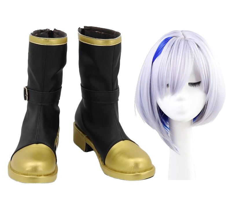 コスプレ靴 天音かなた ウィッグ付き Amane Kanata hololive ホロライブ Vtuber 下駄 シューズ 長靴 コスプレ クリスマス ハロウィン