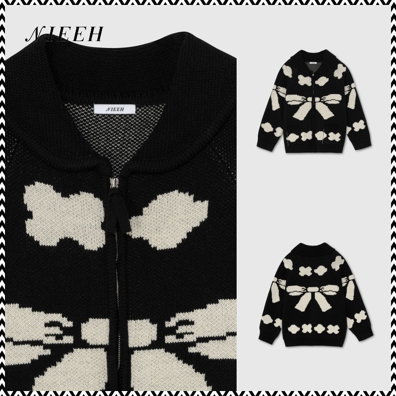 NIEEH RIBBON ZIP-UP SWEATER
