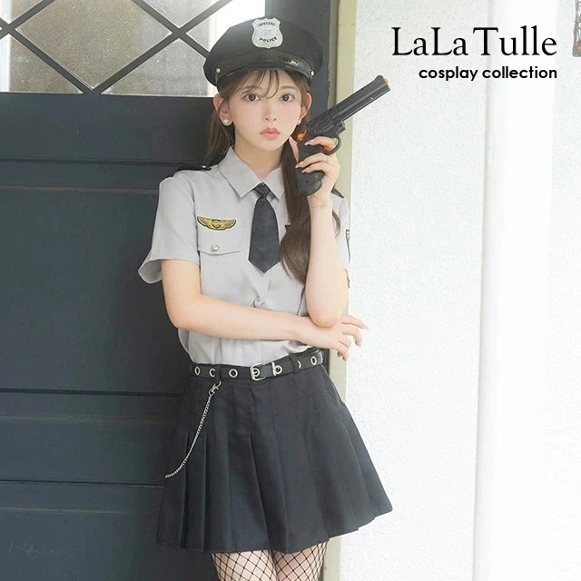 ハロウィンコスプレ ポリス 警察官 コスプレ 半袖 仮装 6点セット Mサイズ 警官 警察 キャバ キャバ嬢 レディース コスチューム セクシー ミニスカポリス エロ 過激 ハロウィン