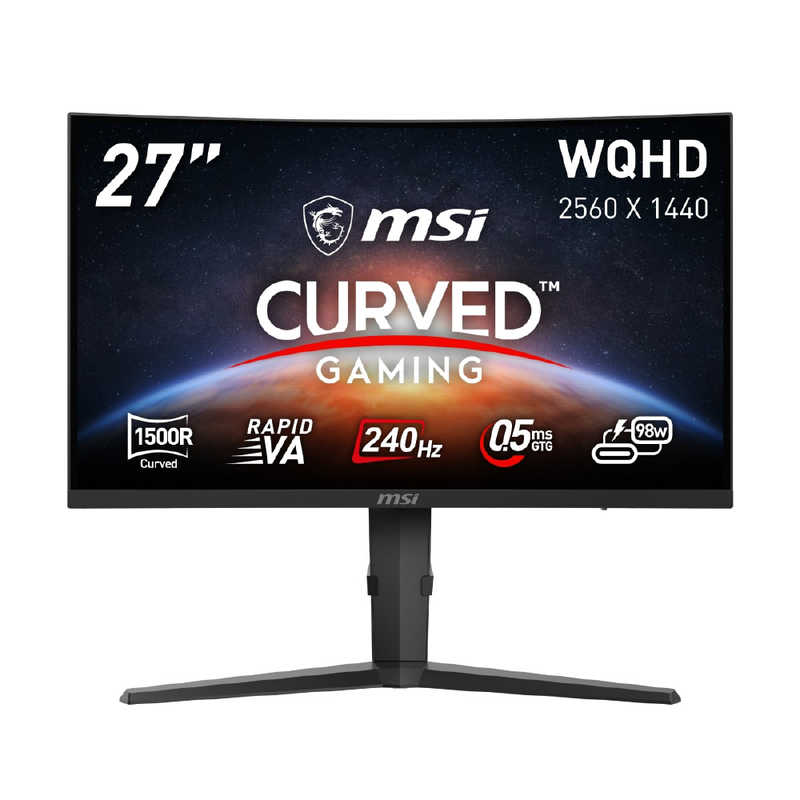 MSI　ゲーミングモニター ［27型 /WQHD＋(3200×1800) /ワイド /曲面型］ ブラック　MPG-275CQRXF