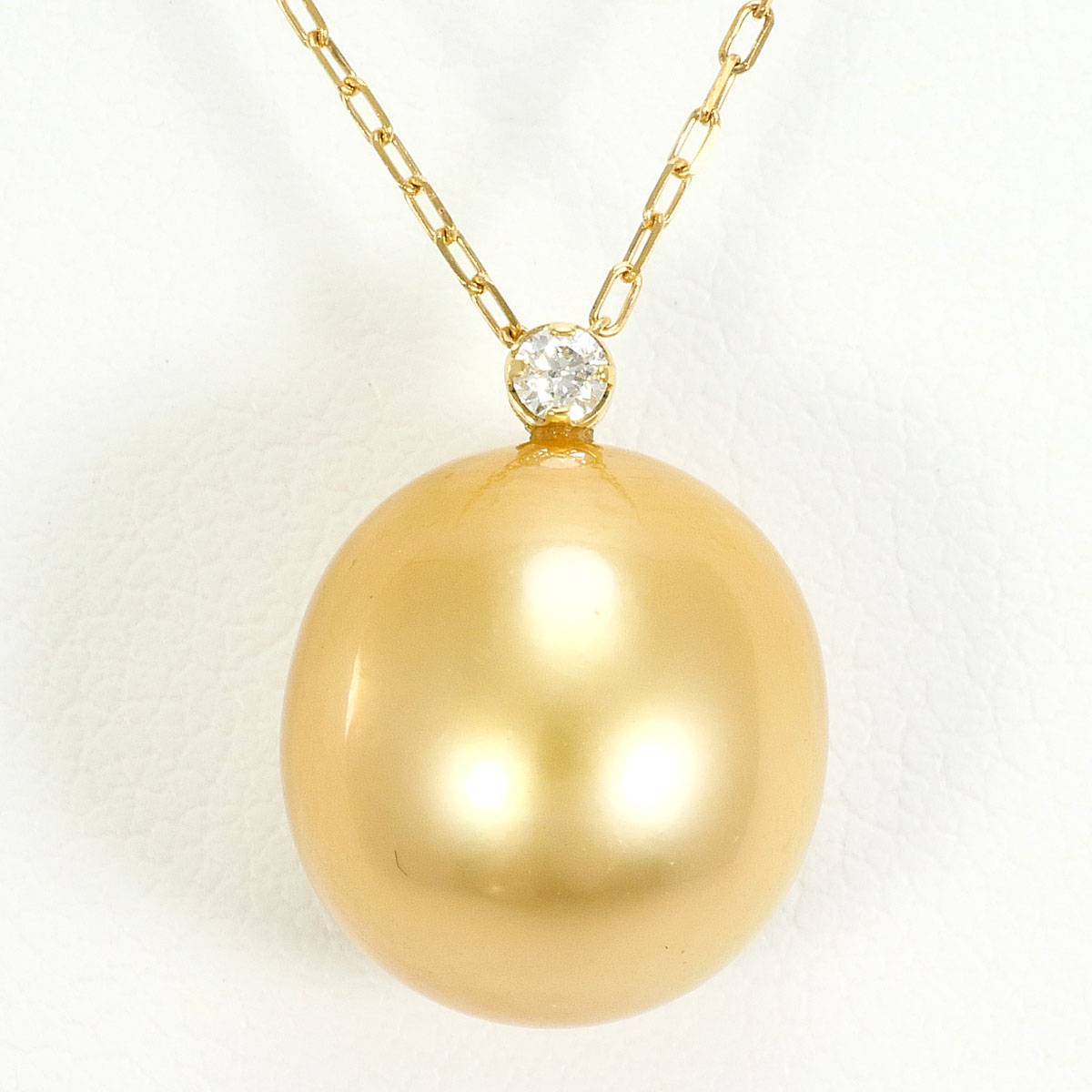 K18 18金 YG イエローゴールド ネックレス パール（真珠） ダイヤモンド 0.03ct 総重量約3.2g 約45cm ジュエリー 中古