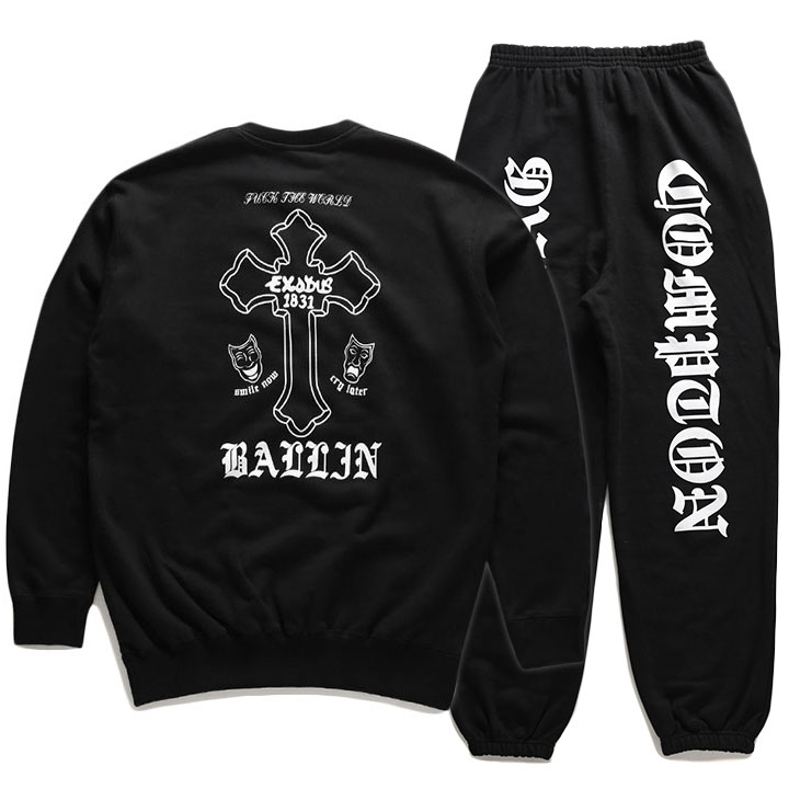 ACE FLAG 上下セット 長袖 ブランド メンズ 春秋冬用 黒 大きいサイズ エースフラッグ セットアップ トレーナー スウェット 上下 Thug Life
