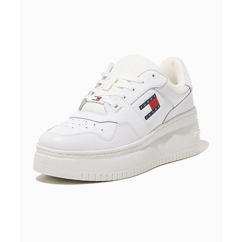 TOMMY JEANS メグ プラットフォーム レザースニーカー - ホワイト (T52E6ARSC54JT1YBS) T52E6ARSC54JT1YBS 214707