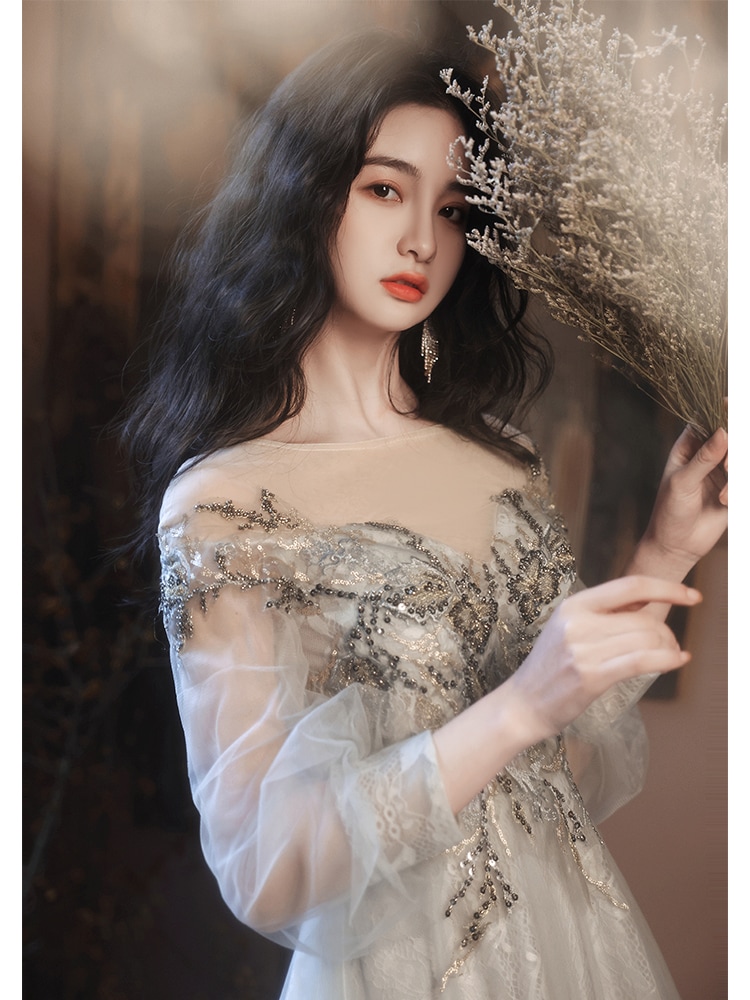 袖あり タイトワンピース ウエディングドレス ナイトドレス パーディードレス ピアノミモレドレス 結婚式 二次会 舞台用 披露宴 演奏会-453 7,801円