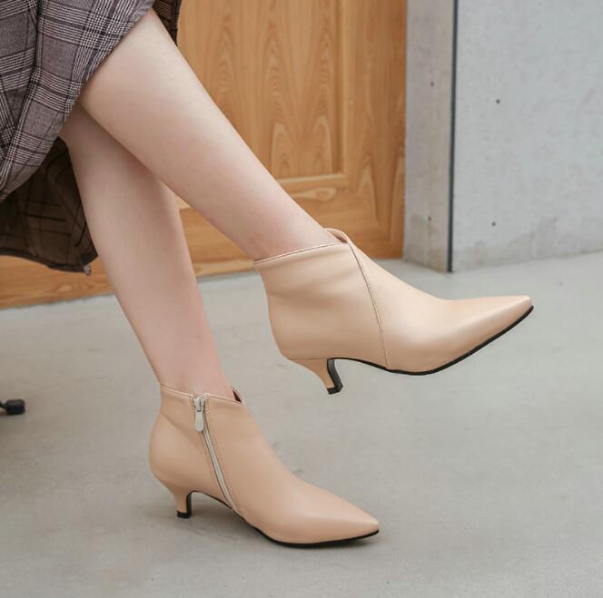 ブーティ ブーツ ショートブーツ レディース 歩きやすい 滑りにくい 痛くない ミドルヒール サイドゴア ポインテッドトゥ 防寒 5cmヒール 大きいサイズ 美脚効果 履きやすい 保温 小さいサイズ