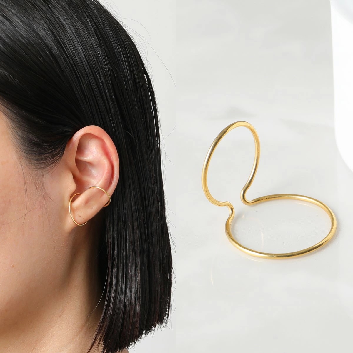 Saskia Diez サスキアディッツ イヤーカフ WIRE EARCUFF DOUBLE NO1 レディース イヤカフ ワイヤー シルバー925 アクセサリー GOLD