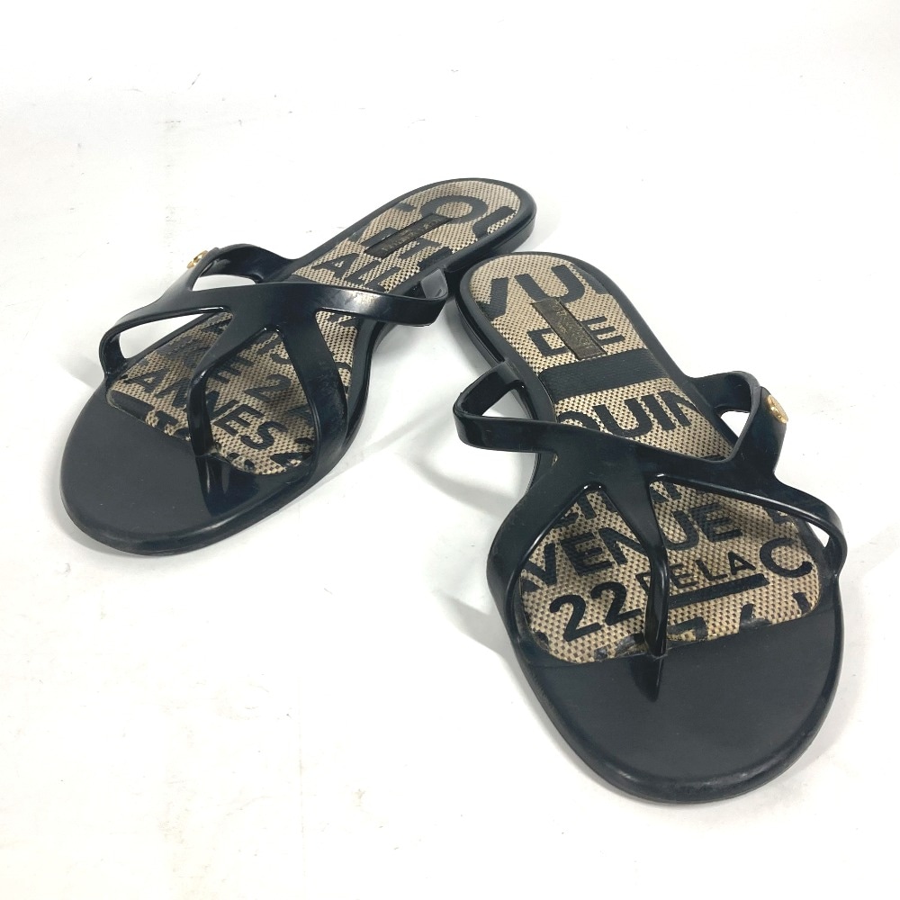 サンダル ビーチサンダル 靴 シューズ ペタンコ ロゴ ラバー ブラック