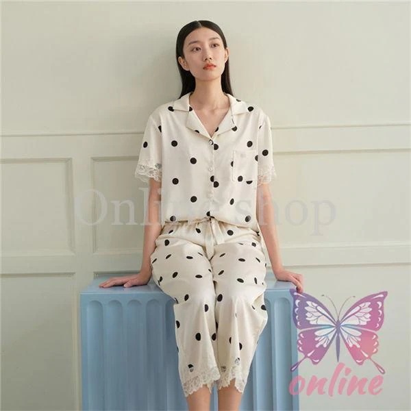 【急速出荷!】ウェア パジャマ レディース 上下セット ドット柄 水玉 ポリエステル 半袖 トップス パンツ 部屋着 ホテル 春夏用 可愛い パジャマストアをフォローする