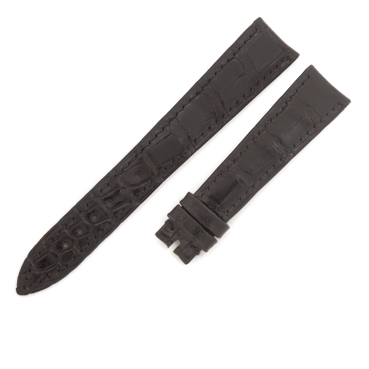 メンズ 未使用 純正 クロコ レザー 本革 ベルト バンド 替え 予備 スペア ストラップ 18mm ブラック 黒