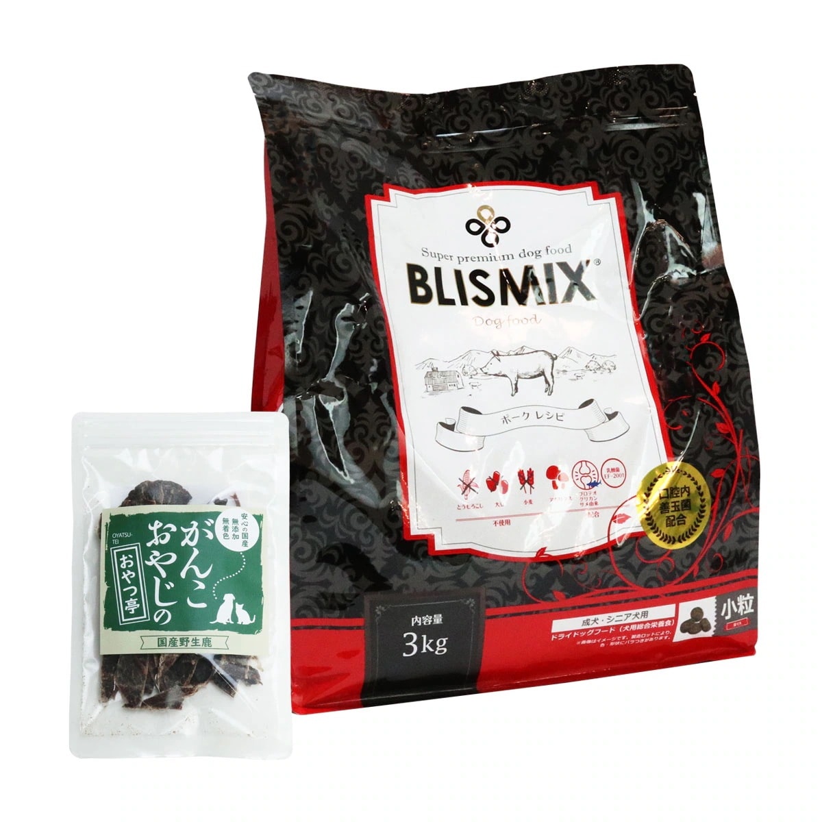 ポーク 小粒 3kg 【国産鹿肉ジャーキー(お試しサイズ)付き】