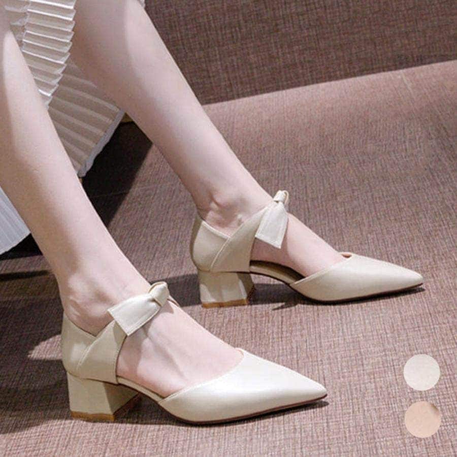 今日大特価スタイルアップ！ヒールパンプス パンプス リボンパンプスヒール orange