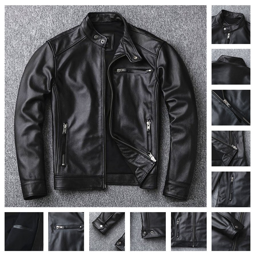 ライダースジャケットメンズレザージャケット本革ライダースジャケット牛革革ジャンライダースジャケットバイクジャケットダブルライダース黒 12,129円