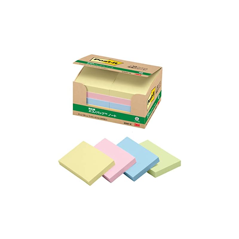 ポストイット 付箋 ノート パステルカラー 7550mm 100枚10パッド 6561-K