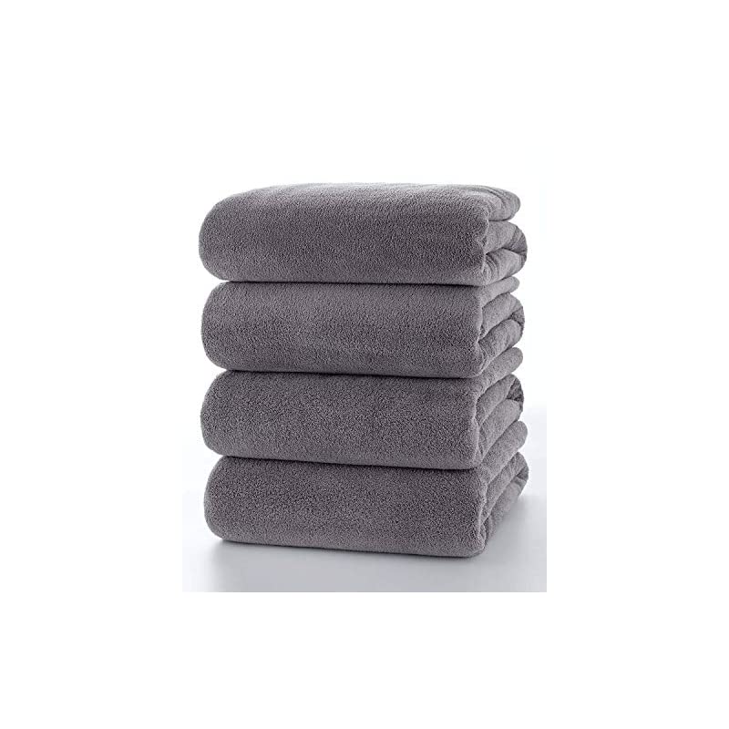 バスタオル ふわふわ ホテル仕様 大判 瞬間吸水 70*140cm 4枚セット グレー 強い吸水速乾 肌触り