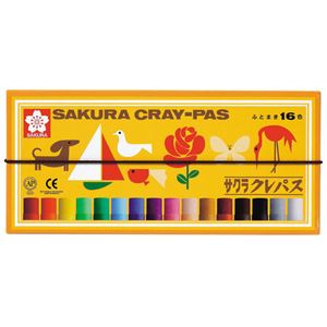 （まとめ） サクラクレパス クレパス太巻 16色（各色1本） バンド付き LP16R 1箱 (×10セット)