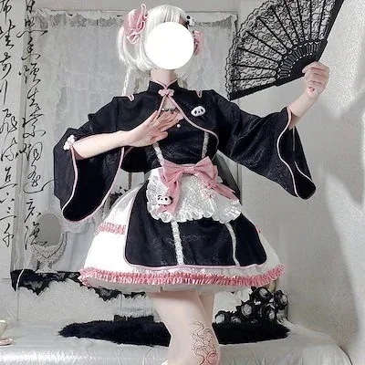中華ロリータ チャイナ風ミニワンピースセット コスプレ ロリータワンピース コスチューム メイド服 ワンピース