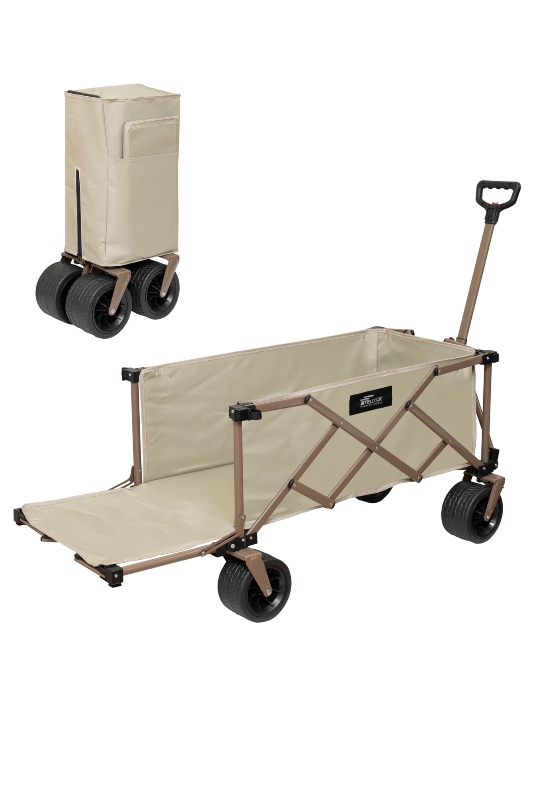 FIELDOOR アウトドアワゴン キャリーワゴン キャンプ 大容量 132L 後部展開 後ろ開け 最大120cm 耐荷重150kg ワイルドマルチキャリー スマートタフ リアオープン 折りたたみ キ