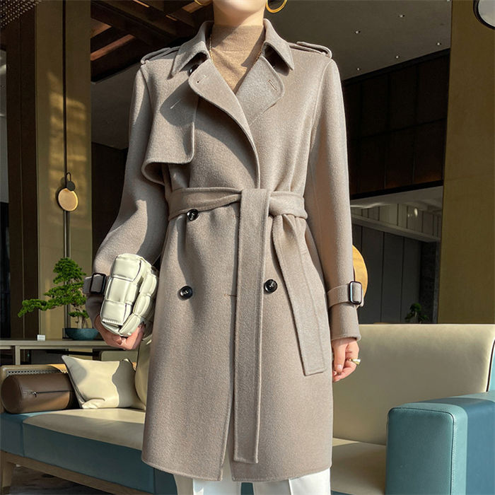 ウール ロングコート ダブルフェイス チェスターコート ウールコート レディース 厚手 ロングチェスターコート フォーマルコート ブラックフォーマルコート アウター ラップコート コート 軽い 冬 秋