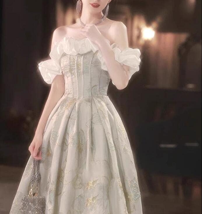 イブニングドレスディナー パーティー 礼服韓国ファッション レディース ワンピース ロングスカート 綺麗高級感 可愛い結婚式 卒業式 演奏会発表会 成人式LF38