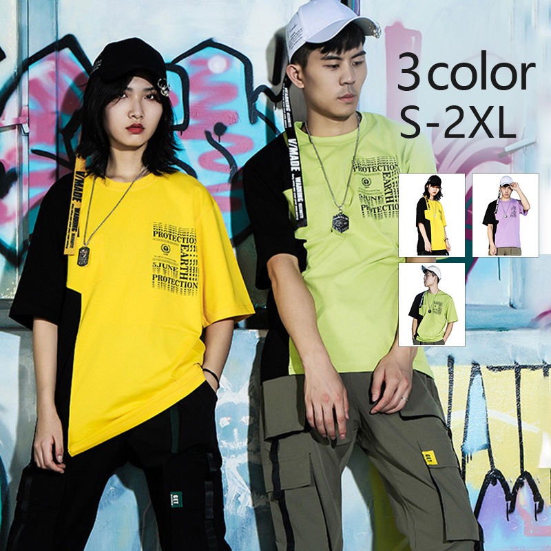 大きいサイズTシャツ ライン入り 男女兼用 ペアルック メンズ服Tシャツ プリント オリジナルデザイン 半袖シャツ メンズファッション 個性的夏
