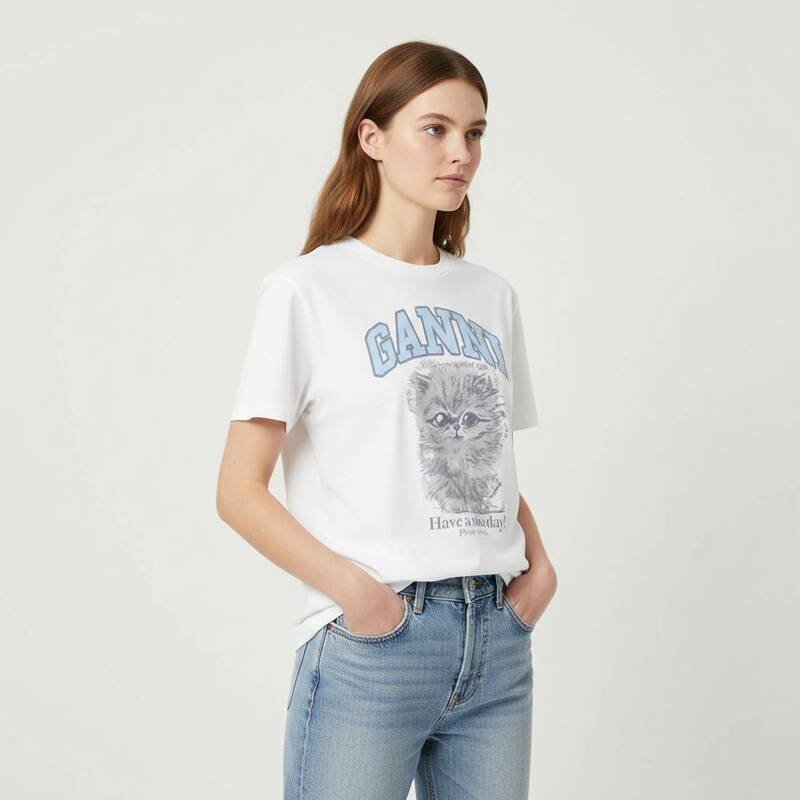 ガニ・キティ 半袖Tシャツ ホワイト レディース T4272 151
