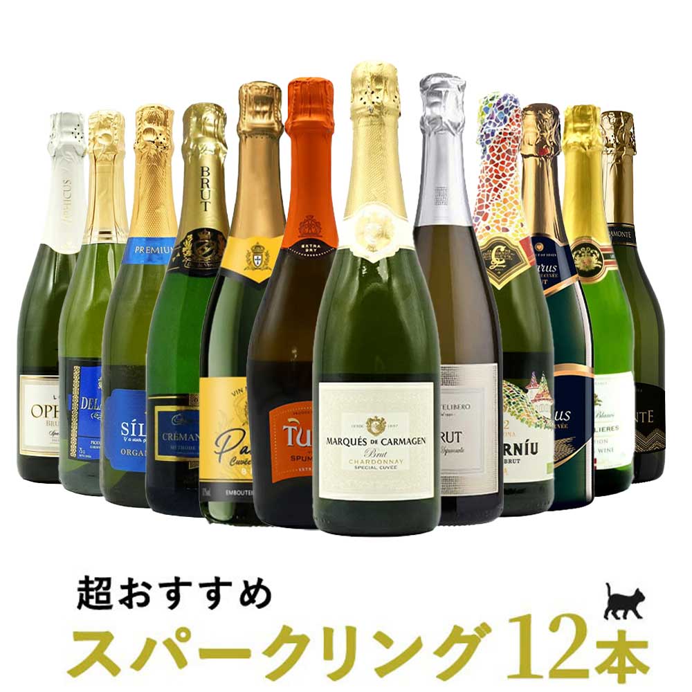 【送料無料】うきたまシリーズ スパークリング12本 ワインセット シャンパン スパークリングワイン 泡 辛口 瓶内二次発酵 カヴァ クレマン