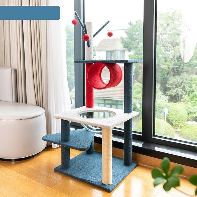 キャットタワー 猫 ペット 猫じゃらし オモチャ トンネル 宇宙カプセル クリアボウル 耐久性 安心設計 据え置き 安定 ペットグッズ 猫用品 多頭飼い 大きい猫ちゃん/トリコロールキャットタワー