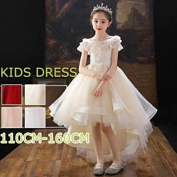 ピアノ発表会 ドレス 中学生 ワンピース ジュニアドレス 七五三 キッズドレス 子供ドレス ワンピース フィッシュテール 透け感 フリル 袖あり 半袖 刺繍 お姫様 上品 エレガント 女の子 結婚式 8,016円