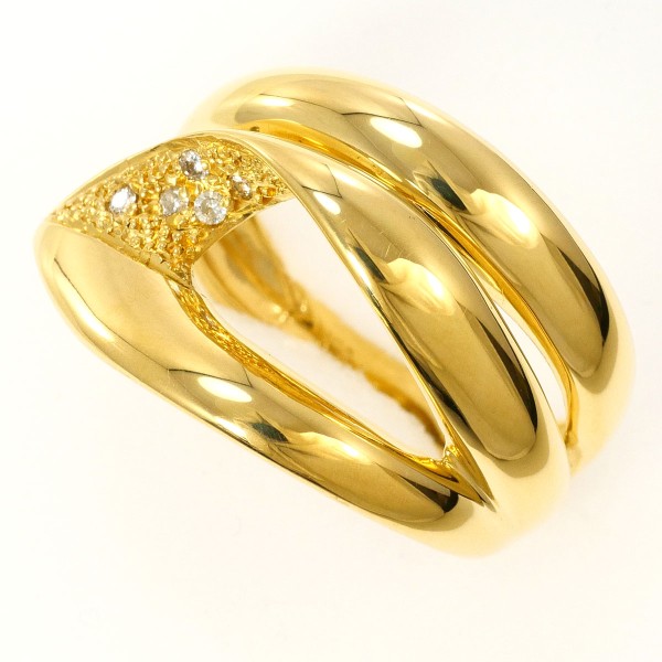 K18 18金 YG リング 指輪 13.5号 ダイヤ 0.05 カード鑑別書 ジュエリー 中古