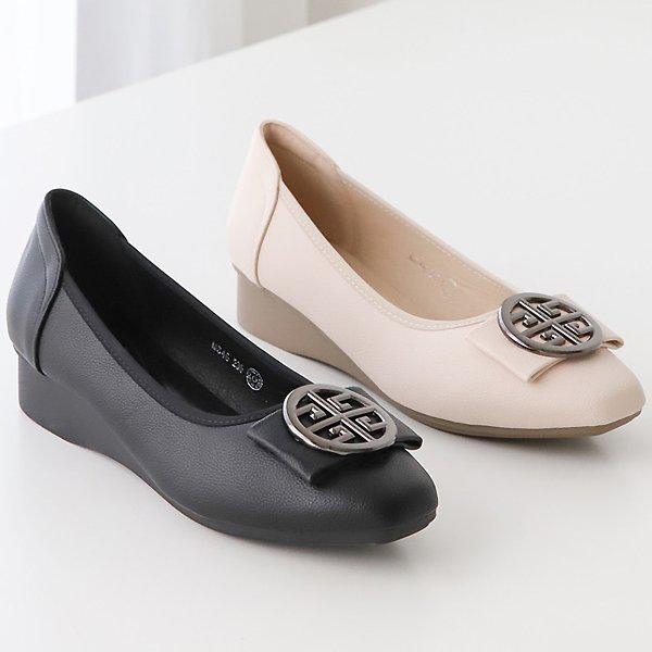 [シューズ] サークルリボン 女性 レディース ローファー フラットシューズ パンプス 3cm/2color sjperu-m846
