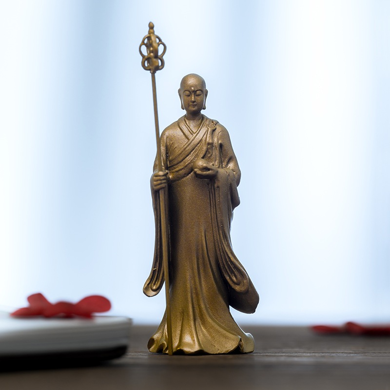 手作 地蔵菩薩像 黄銅製の魂の守護者家庭や仏壇で心の安らぎを導く存在