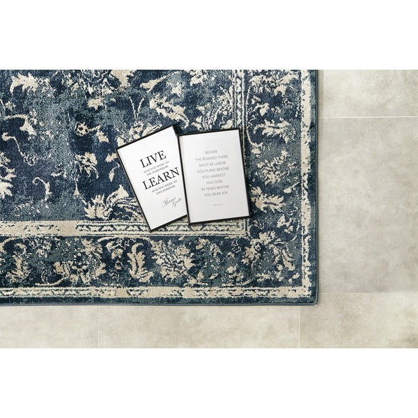 240639911 エジプト製 オリエンタル柄のウィルトンラグ カマル マルマキ 160×235 ネイビー メーカー直送