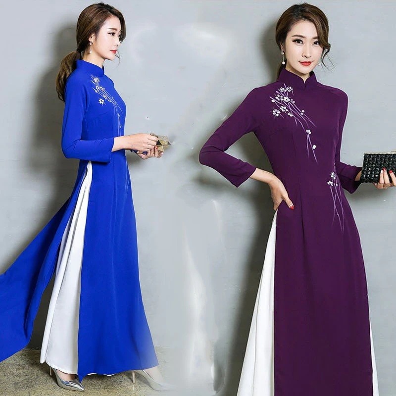 チャイナドレス ロング チャイナドレス風ワンピース 長袖 アオザイ チャイナドレス ハロウィン コス