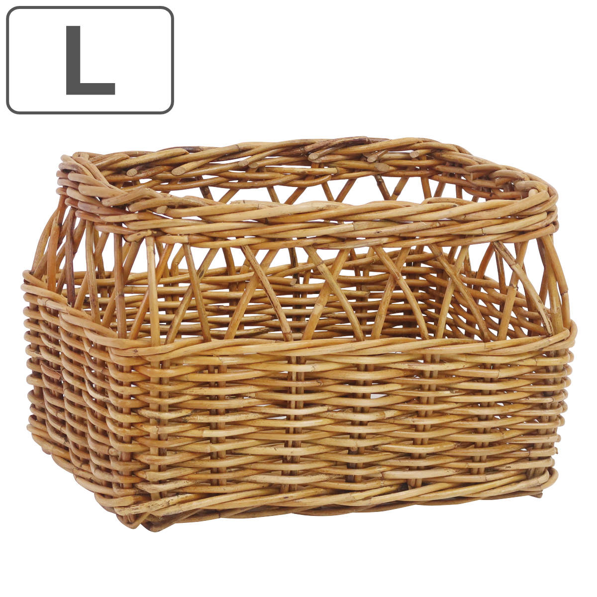 バスケット アラログ クロスストレージバスケットＬ ラタン かご 収納 皮付き カゴ 長方形 天然素材 アジアン雑貨 ハンドメイド 収納かご 藤 小物収納 手編み 小物入れ おしゃれ