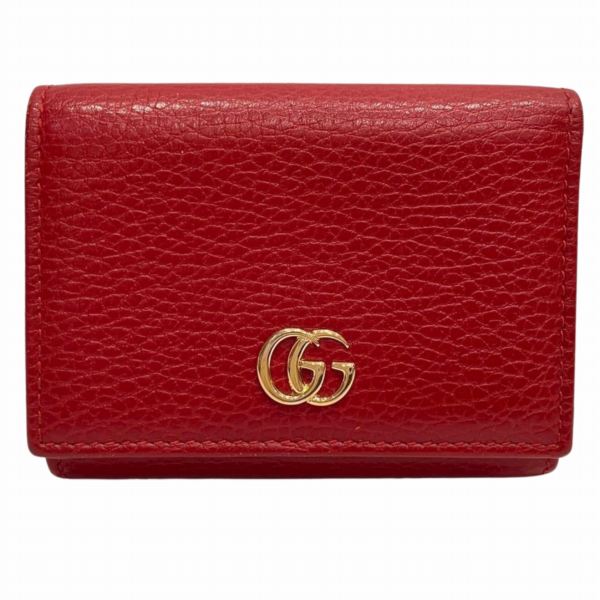 グッチ GGマーモント 474746 レザー コンパクトウォレット 3つ折り財布 【中古】