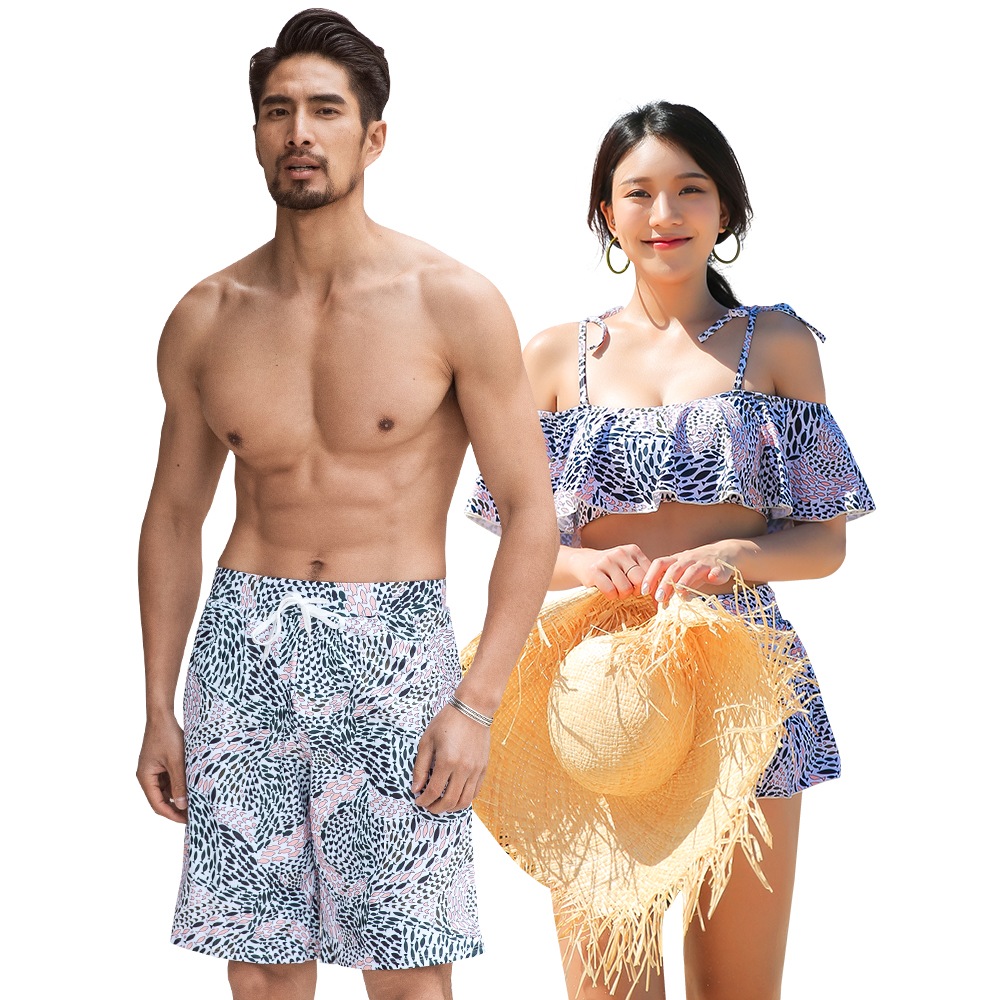 水着 ペア水着 レディース メンズ カップル水着 体型カバー ビーチパンツ お揃い ペアルック トランクス ビキニ 海 プール 夫婦 恋人 彼氏 彼女 大きいサイズ フィッシュ柄 2019年新作 5,242円