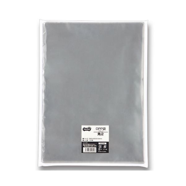 （まとめ） TANOSEE OPP袋 フラット 角2 240332m 1セット（500枚：100枚5パック） 2セット
