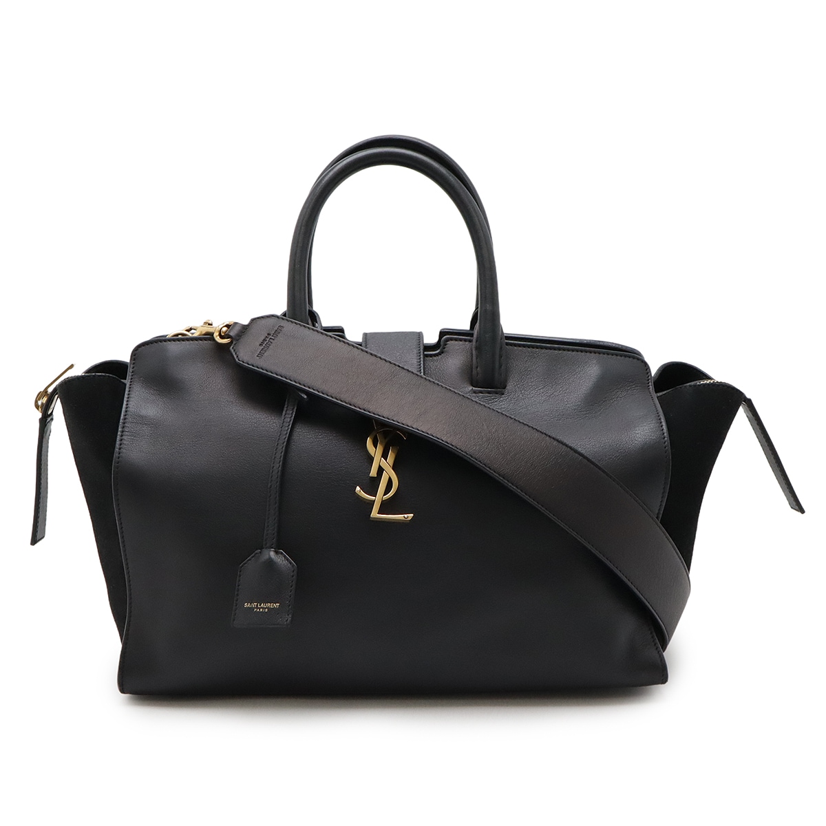 イブサンローラン ダウンタウン カバス ハンドバッグ 2WAYショルダー レザー スエード ブラック 43683