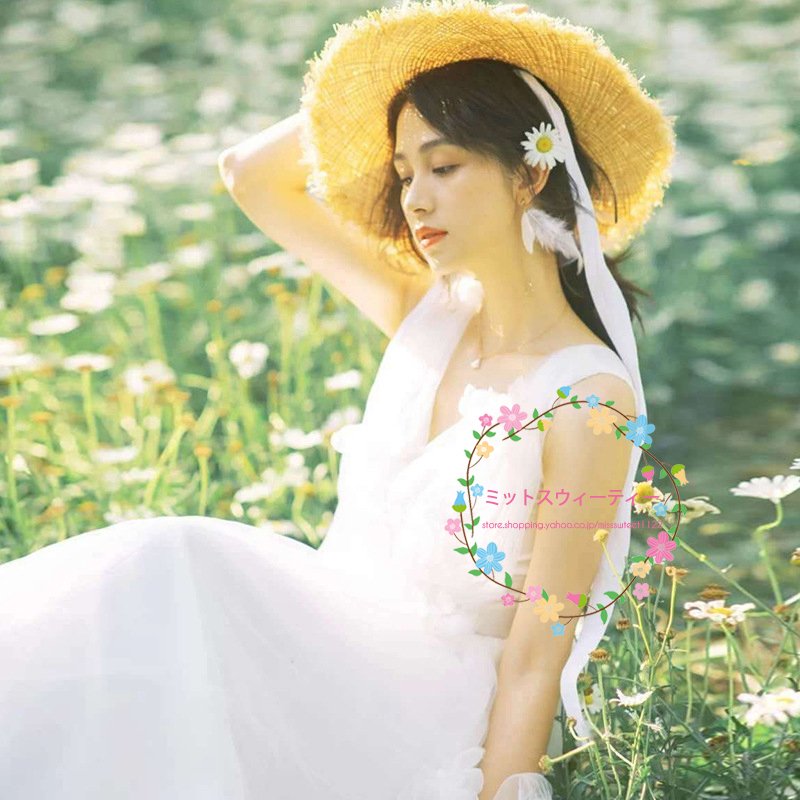 ウエディング ウェデイングドレス 春 夏 20代 挙式 ビーチフォトブライダル 撮影 ホワイト シン